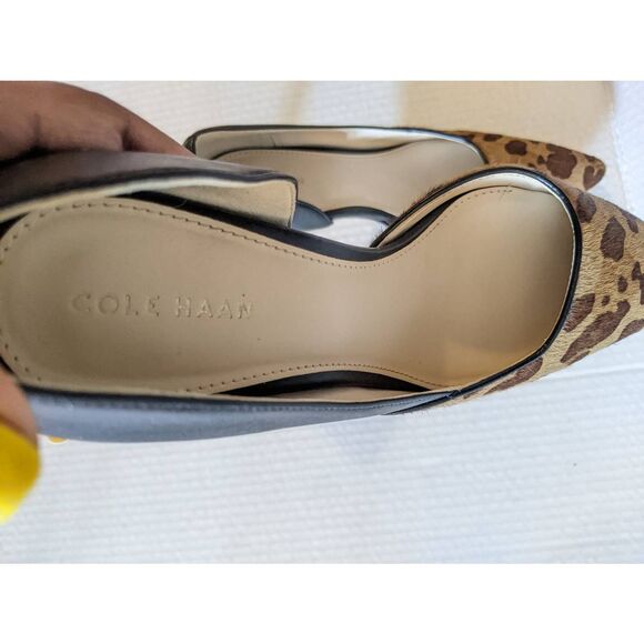 Cole Haan Black and Leopard Print Heels - Picture 5 of 10